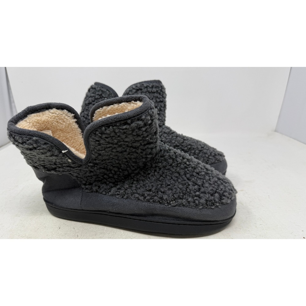 RockDove Womens Sherpa Lined Bootie Slippers Charcoal Grey Faux Fur US 10 NEW
